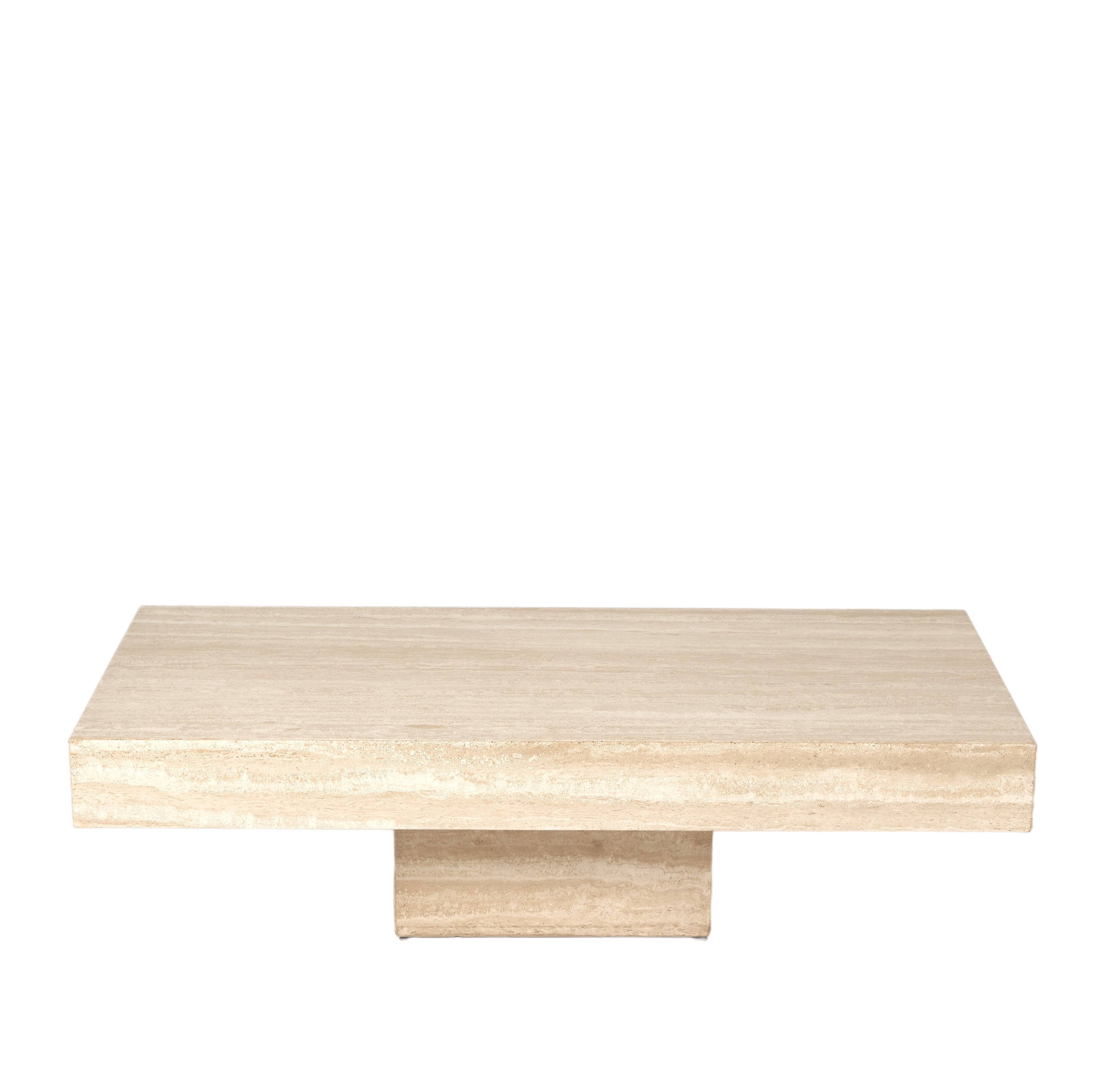 Vintage Italian coffee table in travertine, 1980s