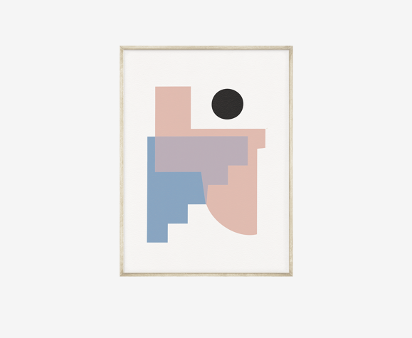 ‘Sensations’ - Affiche d’art minimaliste et abstrait encadrée