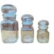 Trio of apothecary jar in transparent glass.
