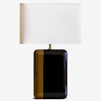 Lampe bourbon laque et laiton noir moutarde