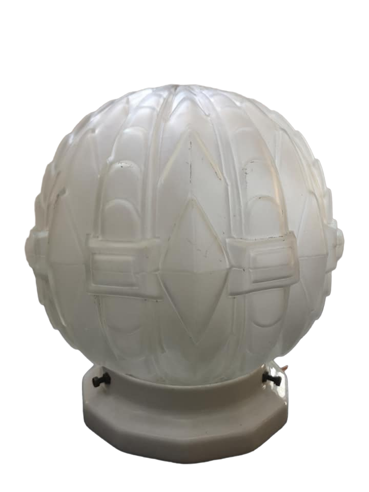 Ceiling lamp wall lamp old globe glass paste white model geometric decoration Ø 16 cm Art Deco 1930