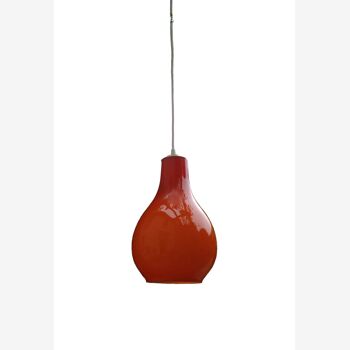 Eclairage suspension opaline vintage 1970 orange goutte d’eau