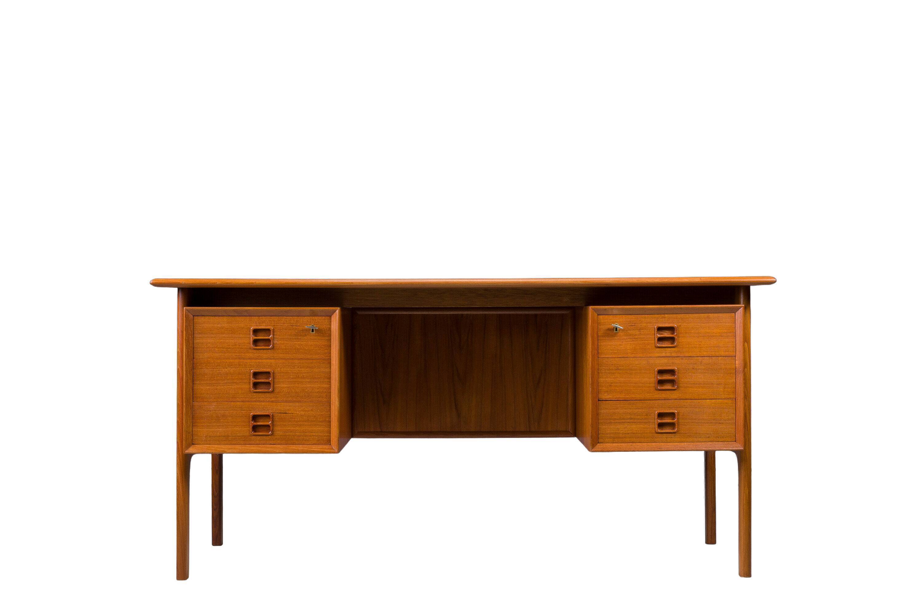 Double-Sided Teak Desk to Arne Vodder from Brouer Møbelfabrik, Denmark, 1960s