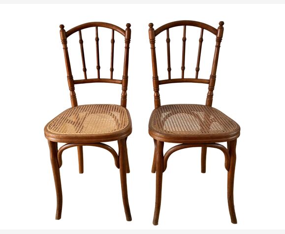 Duo de chaises bistrot cannées Jacob & Josef Kohn Wien Austria 1900