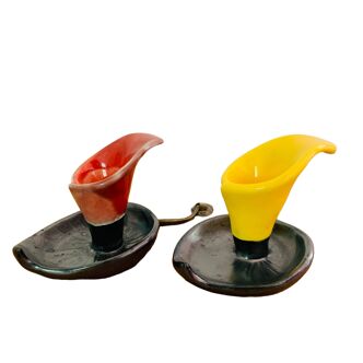 Pair of vintage ceramic candlesticks