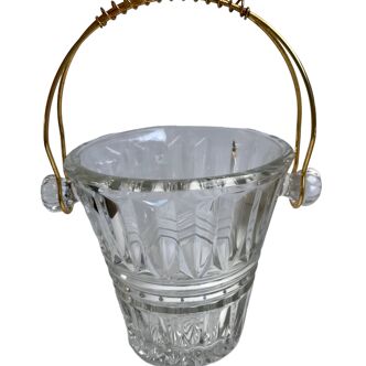 Glass and gold metal ice bucket 60s-70s