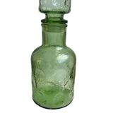 Decanter in green bubbled glass 70s