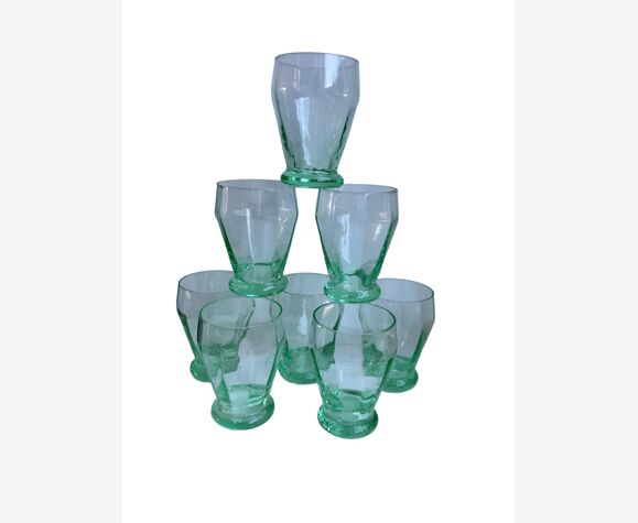 Lot de 8 verres verts clairs années 70