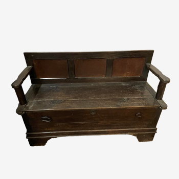 Wood bench with storage