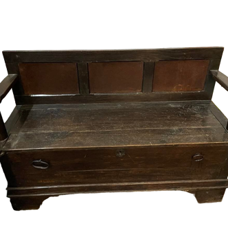 Wood bench with storage