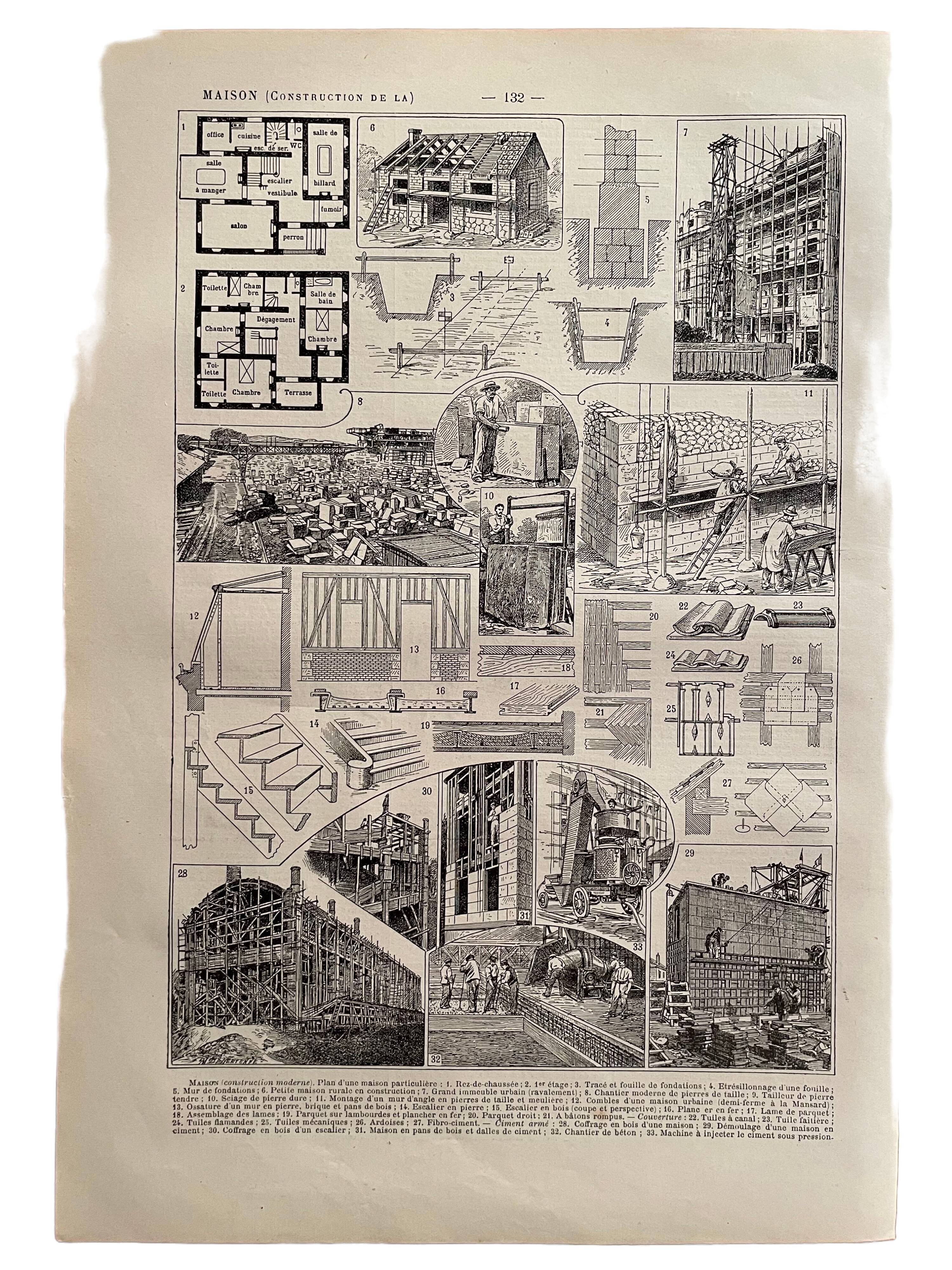 Lithograph engraving on the construction of the house of 1922