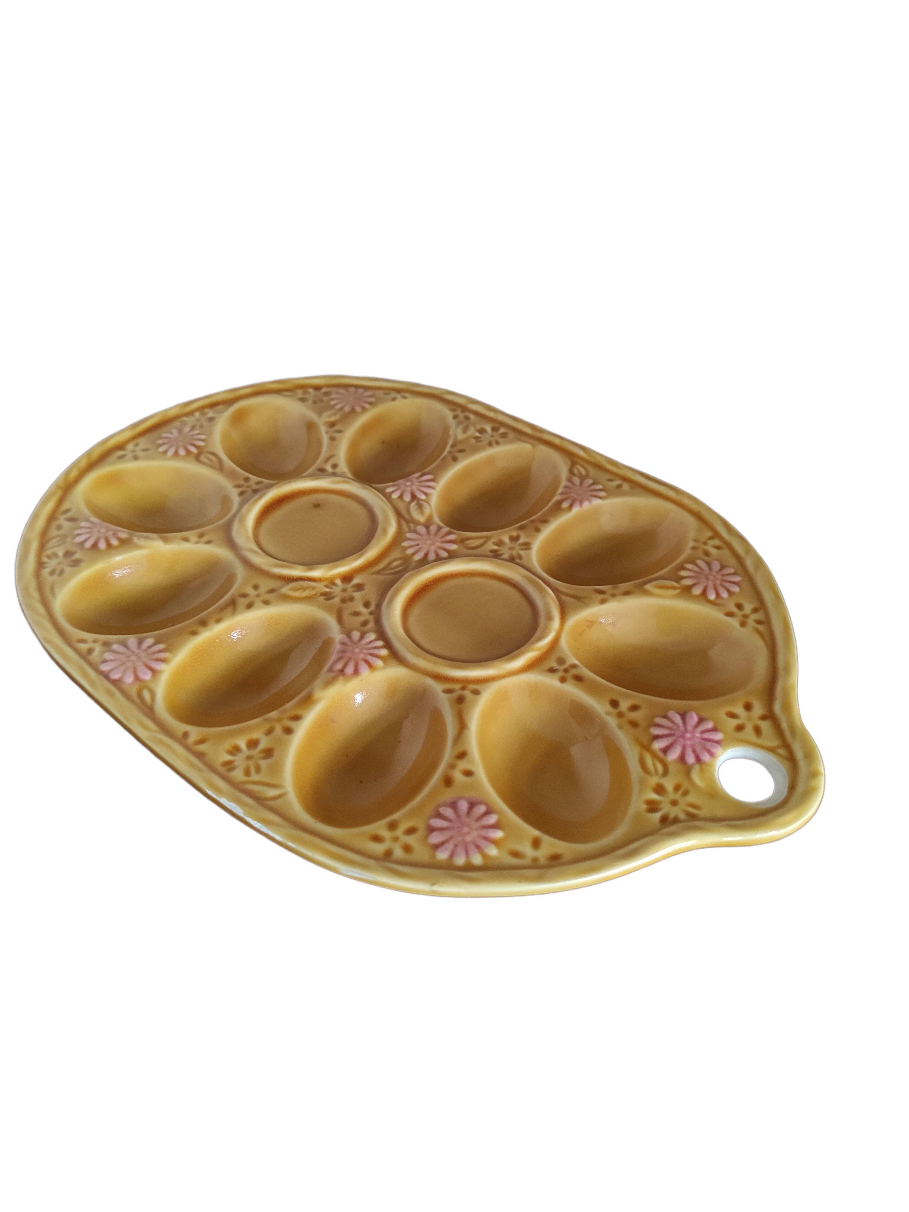 Vintage egg tray in glazed stoneware