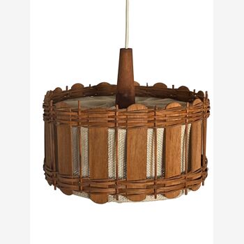 Suspension bois et tissus vintage 70