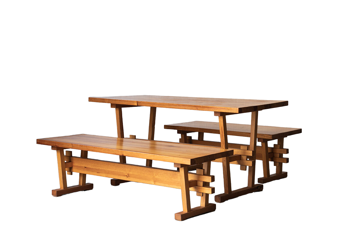 Dining set of 3 in solid oregon pine