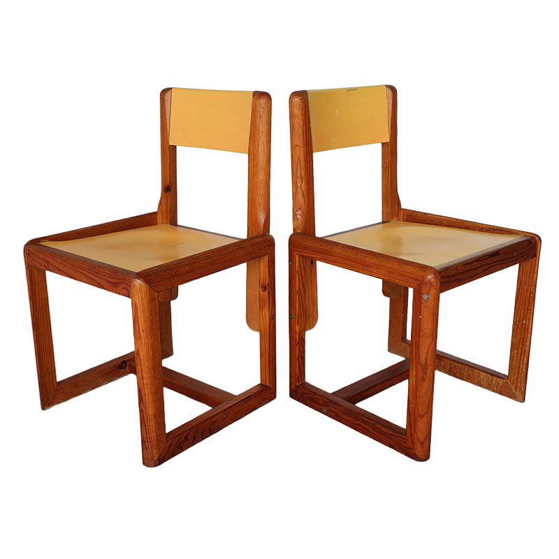 Pair of vintage chairs by André Sornay in wood 1960