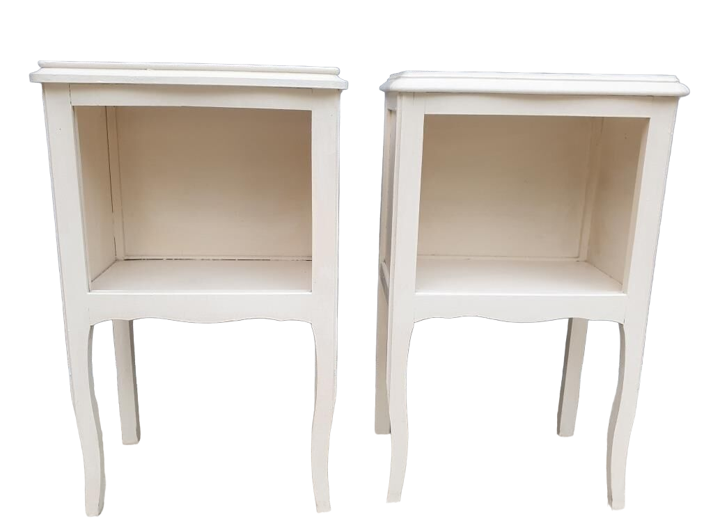 Pair of white vintage bedside tables