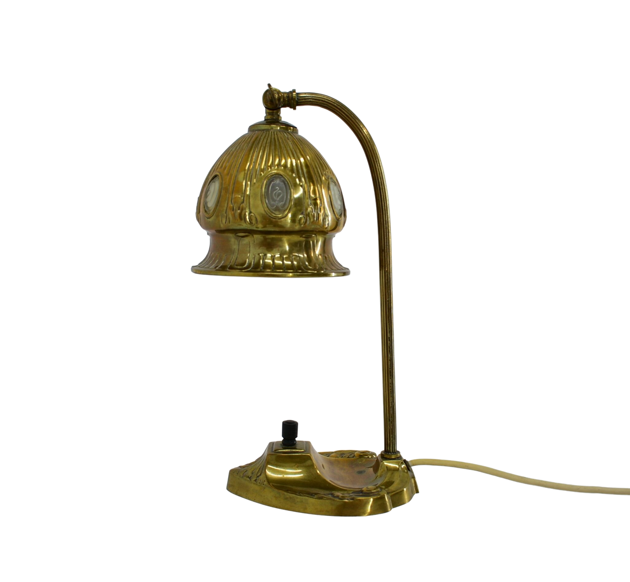Brass Glass Vintage Table Lamp Style Vienna Secession, 1930s, Austria