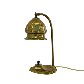 Brass Glass Vintage Table Lamp Style Vienna Secession, 1930s, Austria