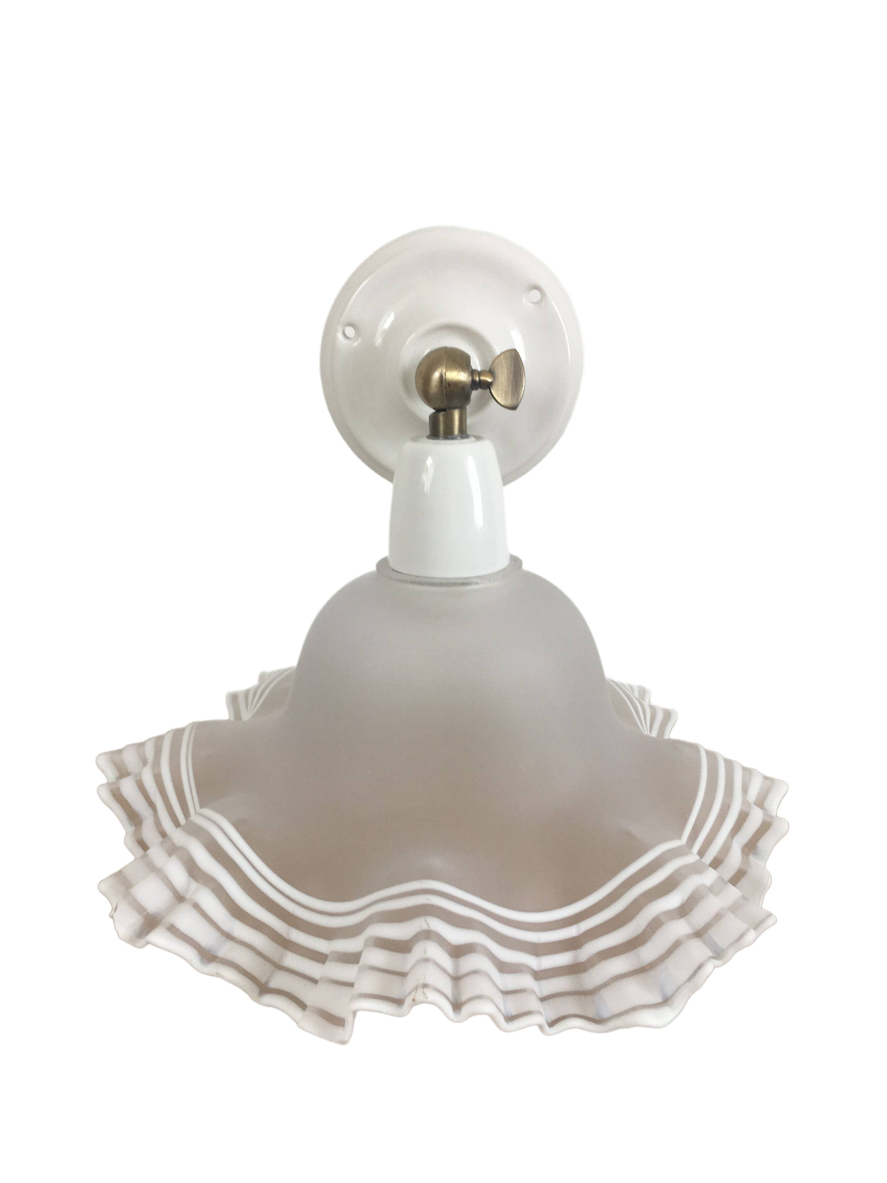 Tulip wall lamp glass collar and porcelain base