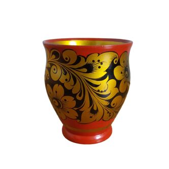 Russian cup khokhloma painted wood