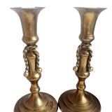 Pair of brass candle holders