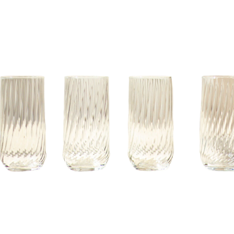 4 high striated glasses