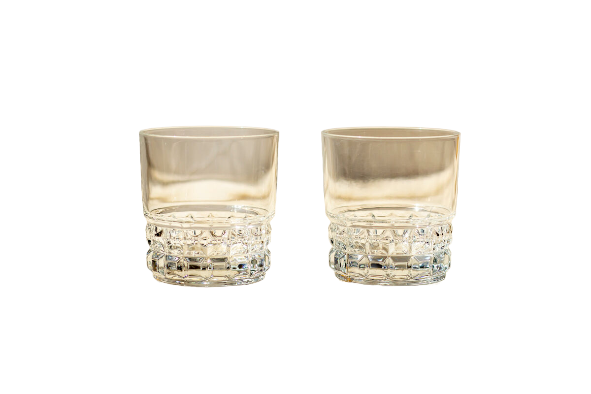 2 verres à whisky décor géométrique