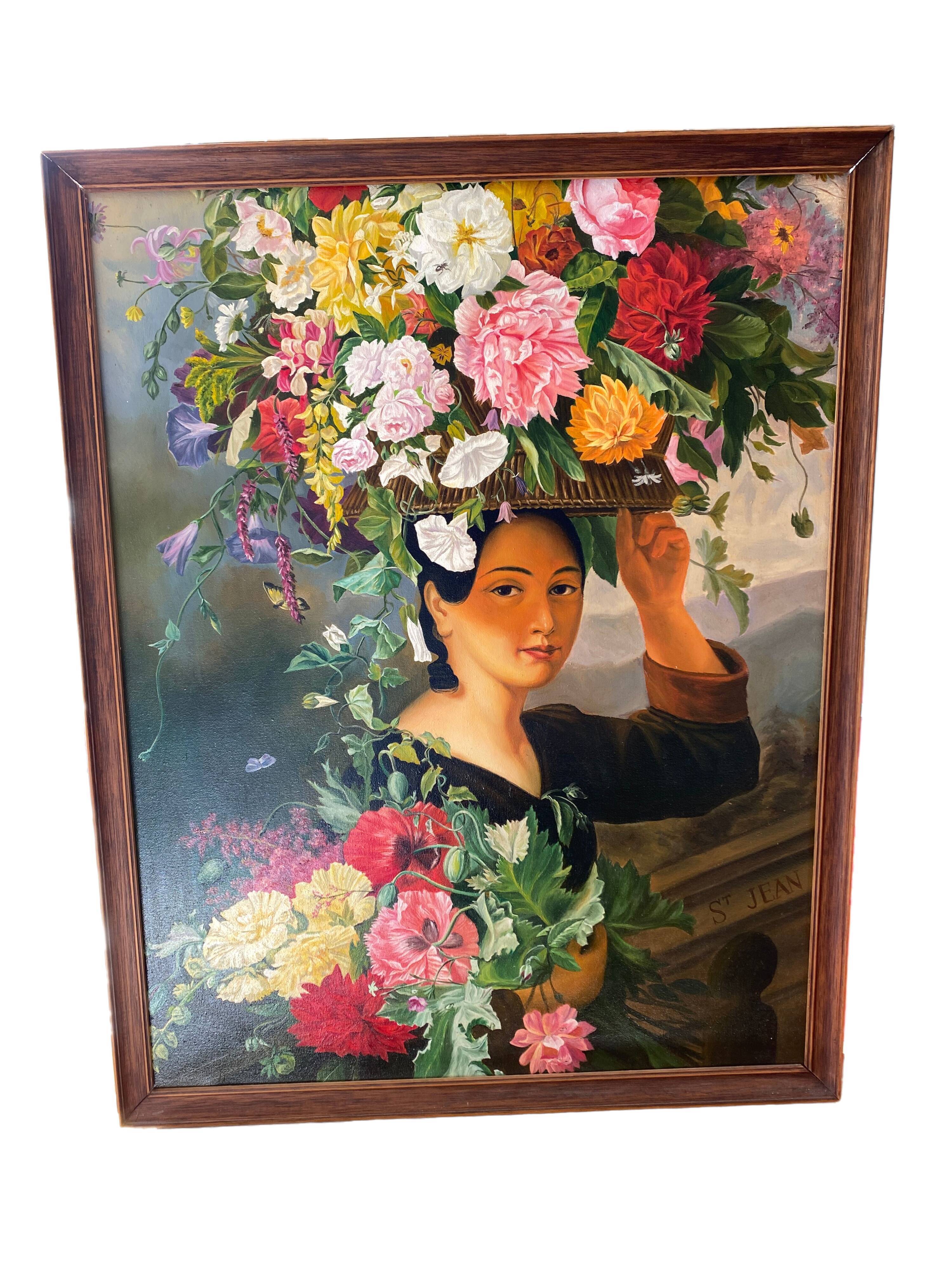 Portrait selling flowers