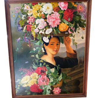 Portrait selling flowers