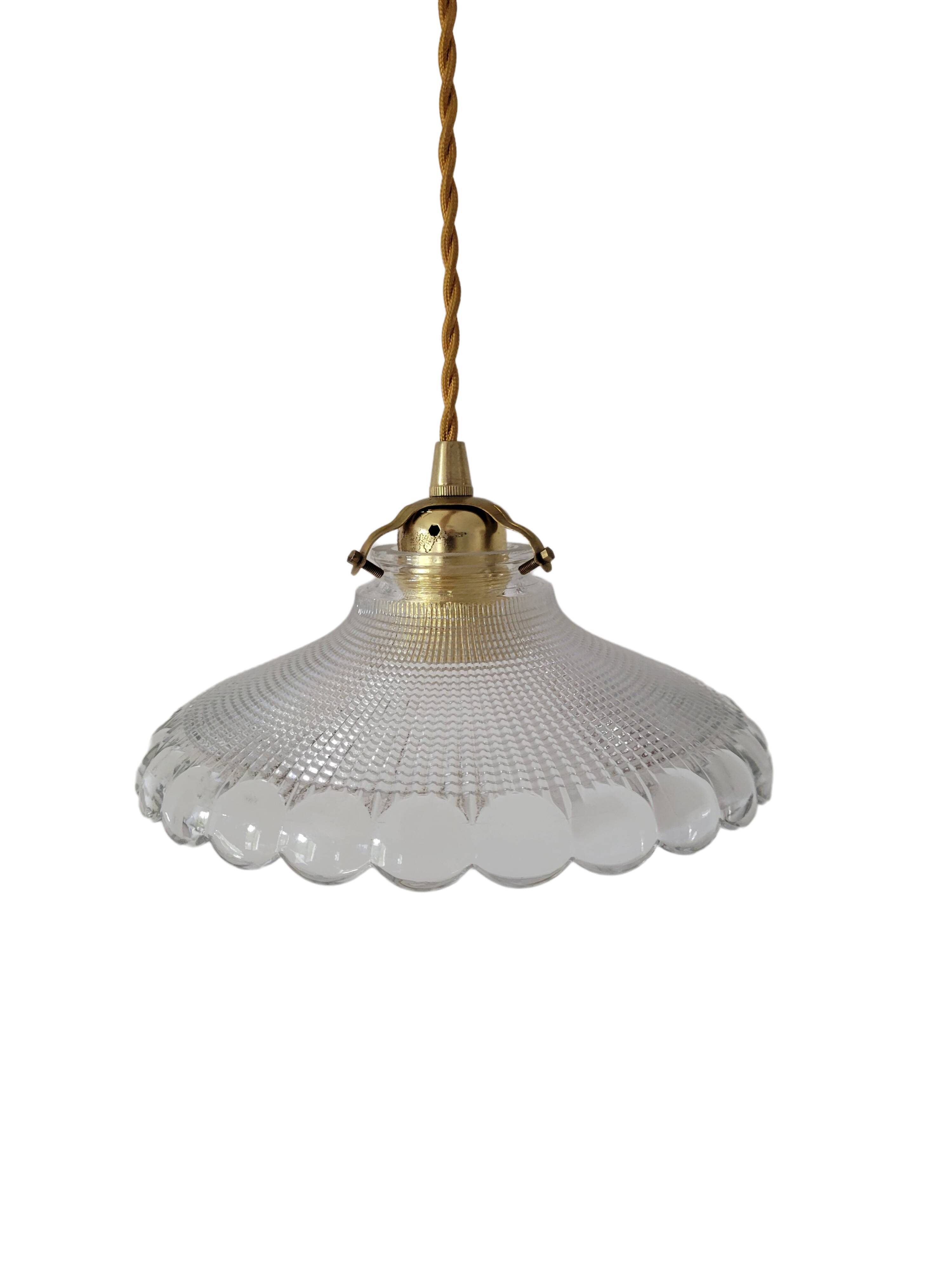 Holophane glass pendant lamp