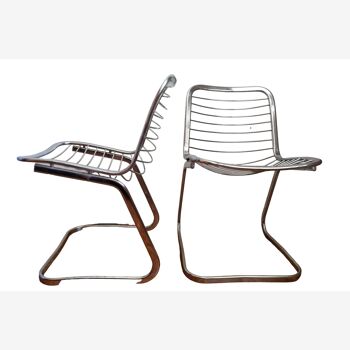 Pair of chrome wired chairs