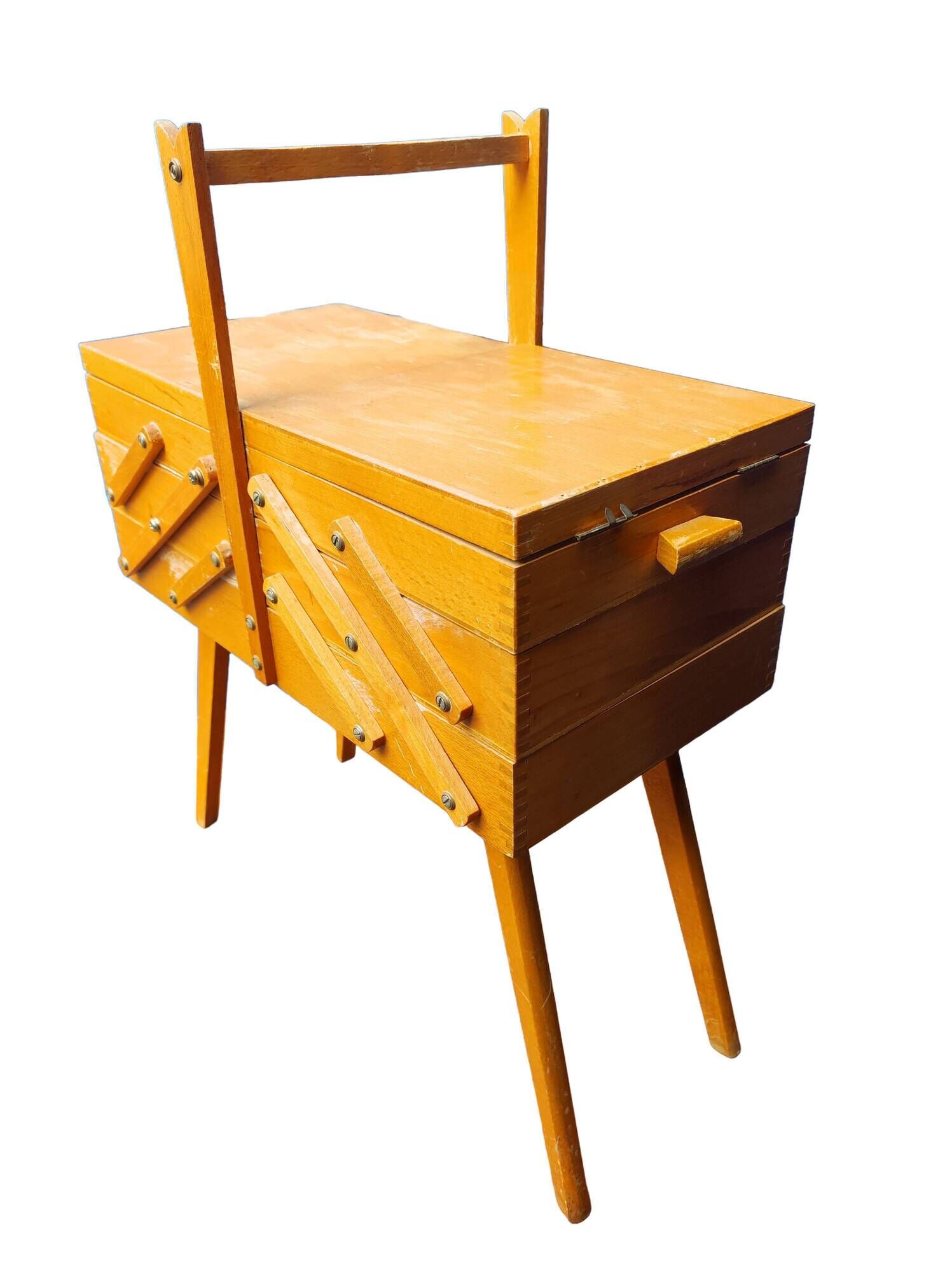 Sewing box worker feet compass scandinavian design vintage 50 60