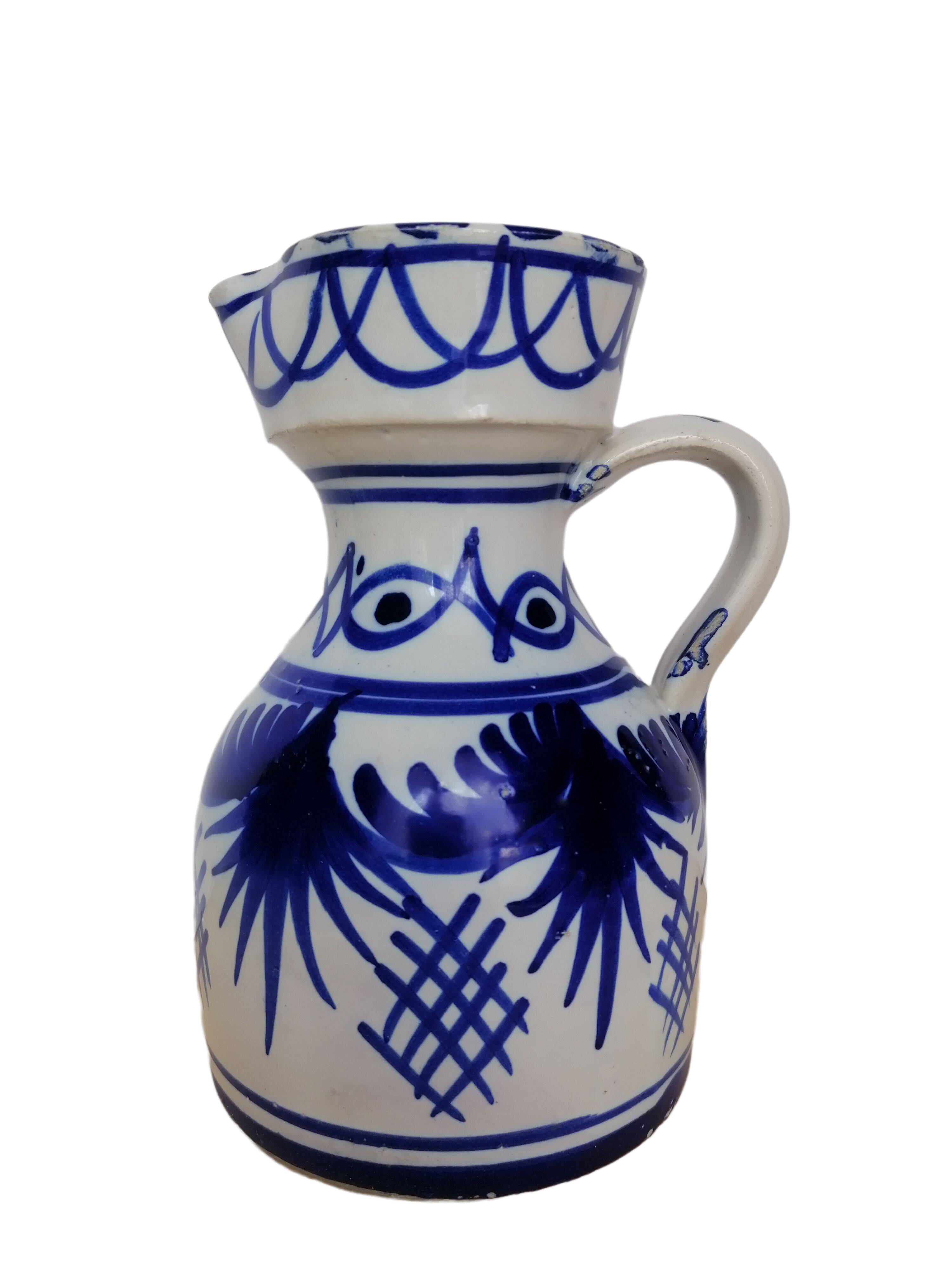Pitcher glazed stoneware blue and white