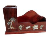 Office accessory - wood and mother-of-pearl