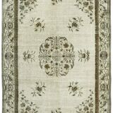 Tapis turc vintage noué à la main des années 1980 188 cm x 317 cm gris