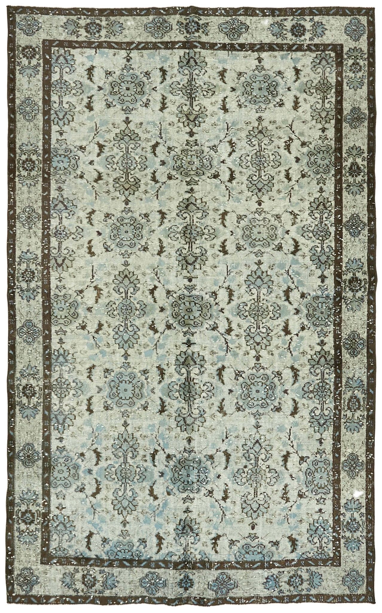 Handmade distressed oriental 1980s 190 cm x 300 cm blue rug