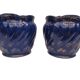 Pair of cache-old pots in midnight blue and gold ceramic