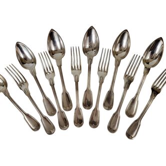 12 silver metal cutlery mesh model