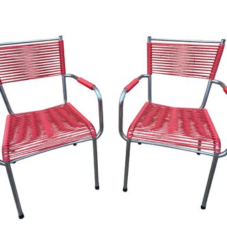 Pair of scoubidou armchairs