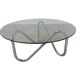 Round coffee table 70s chrome and smoked glass space age extra