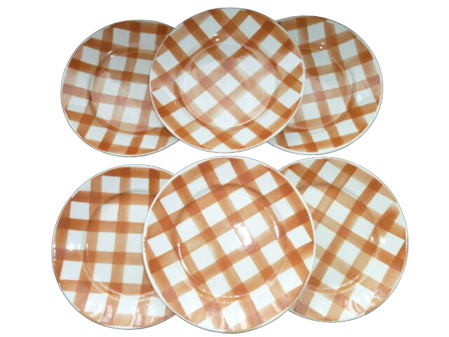 Set of 6 flat plates Badonviller Decoration yellow tiles