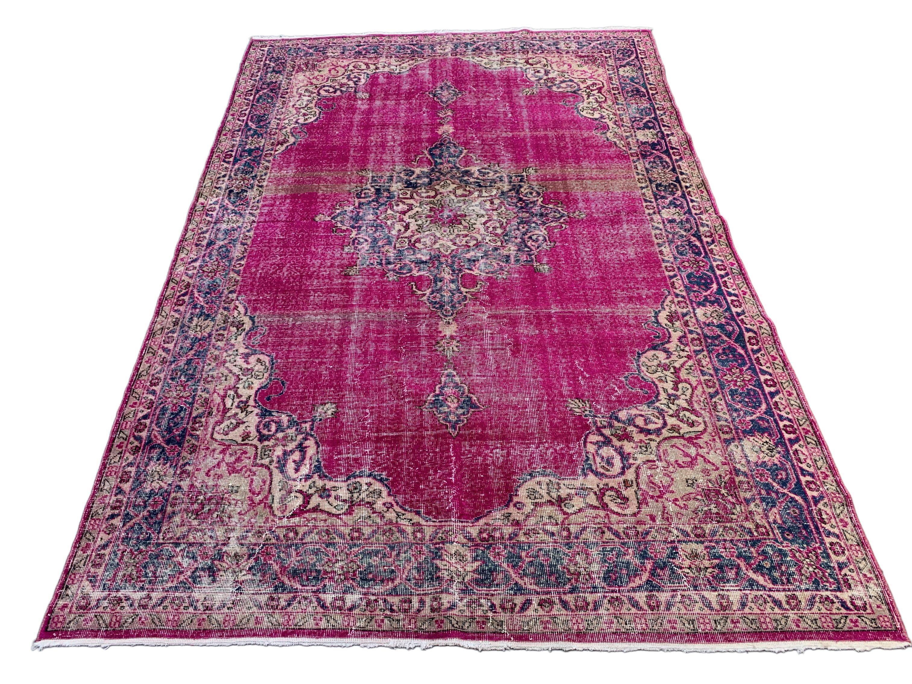 Vintage Turkish Rug 300x200 cm, Tribal Wool Carpet Large