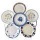 Set of 6 flat plates mismatched Digoin Sarreguemines