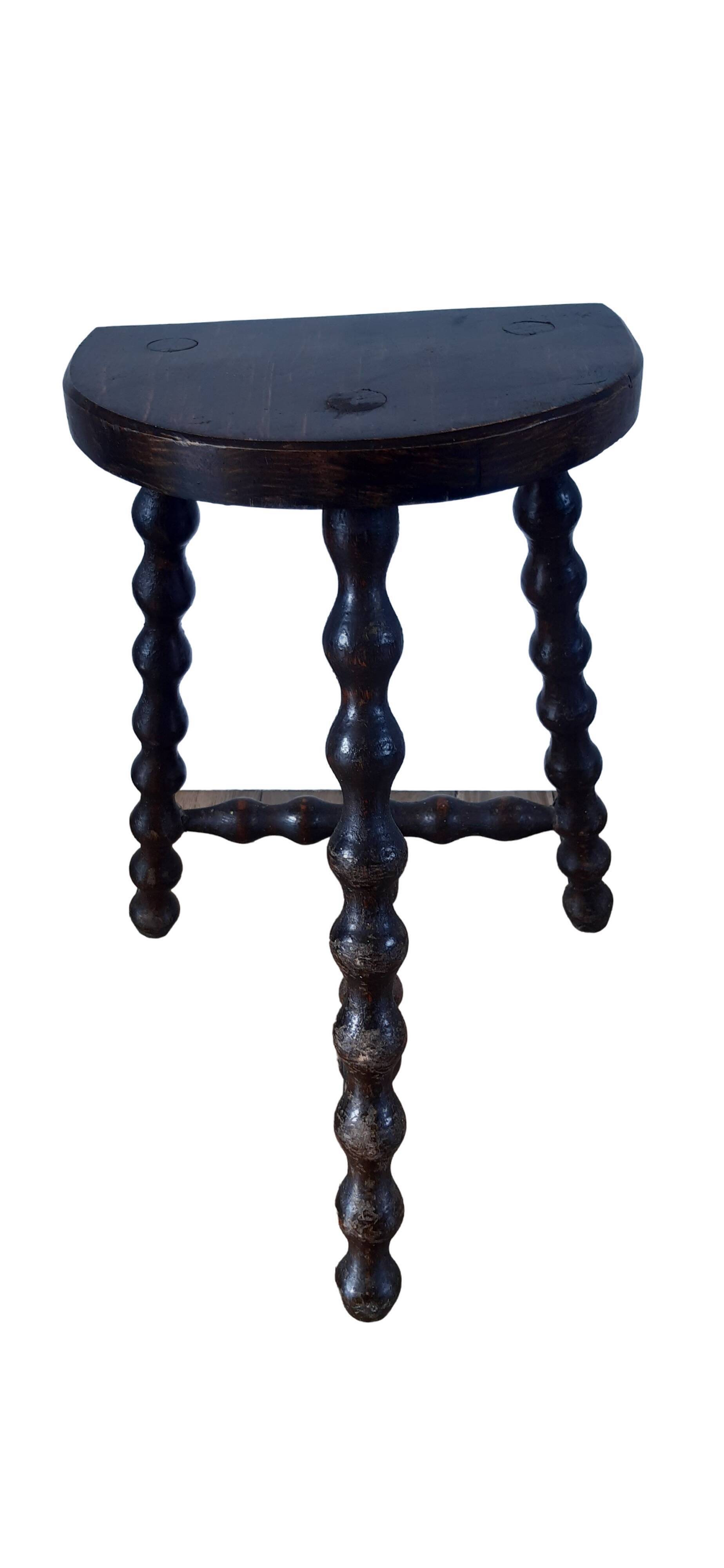 Stool vintage tripod wooden plant beaded feet