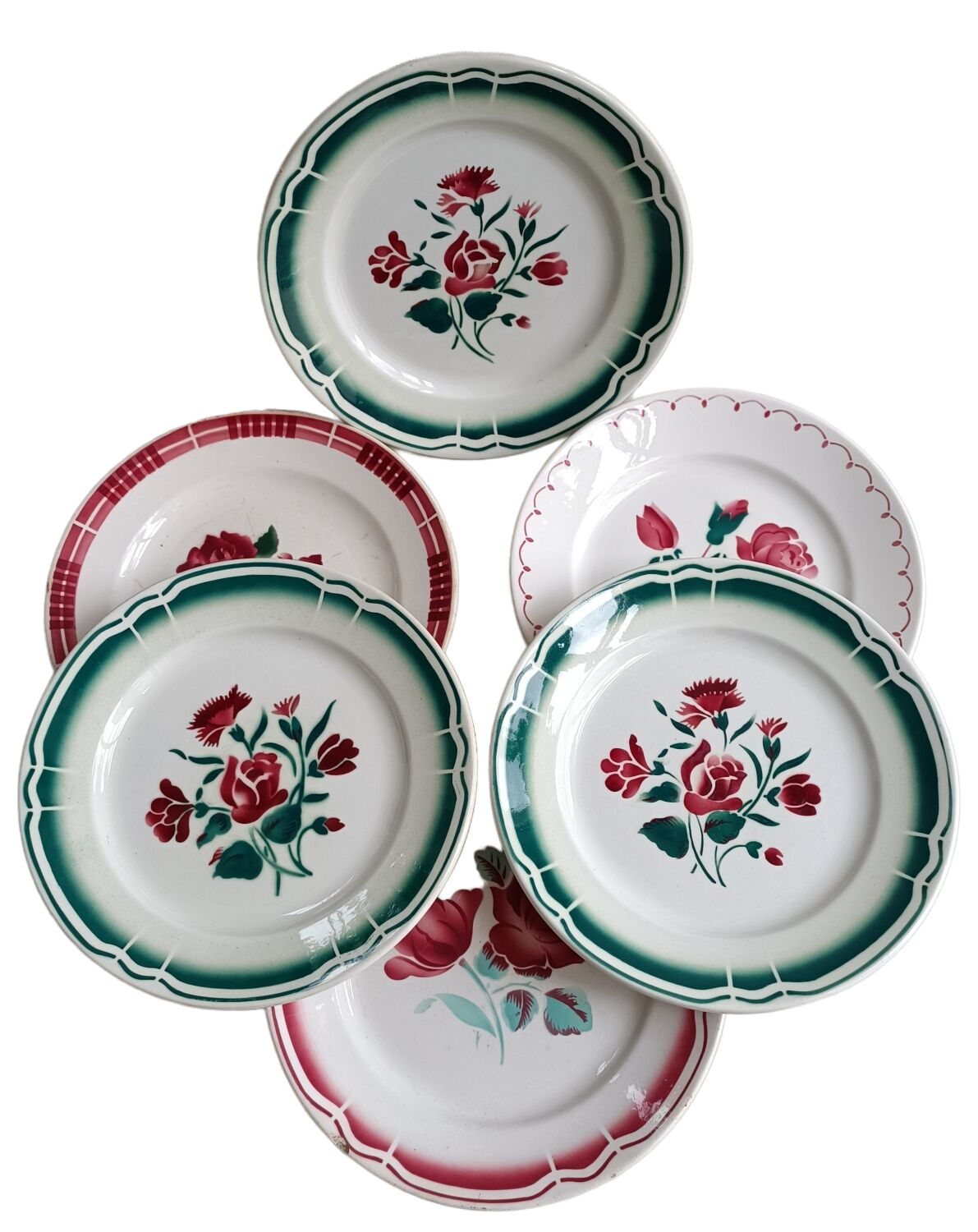 Six mismatched plates iron earth