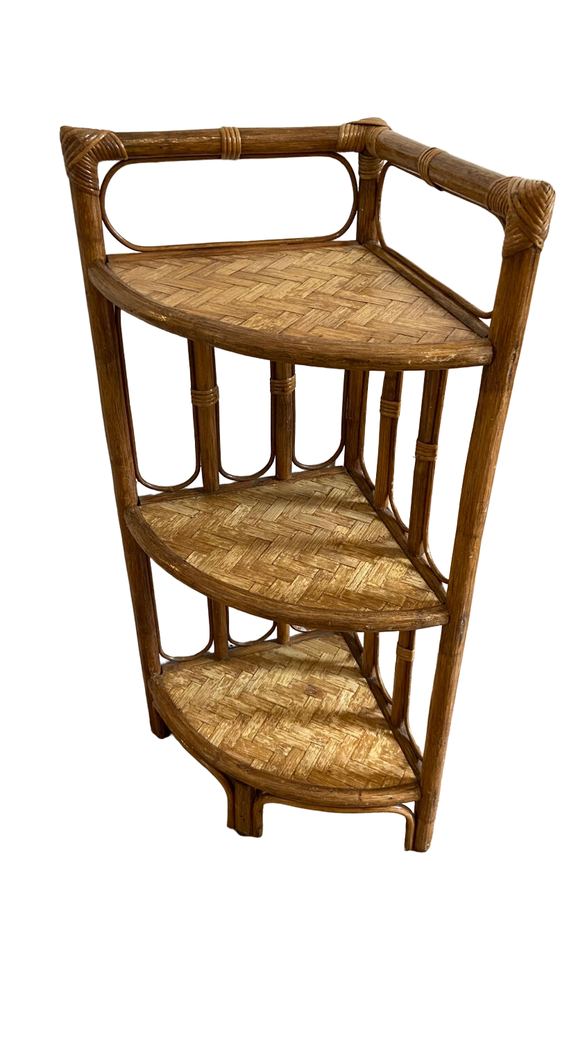 Vintage rattan corner shelf