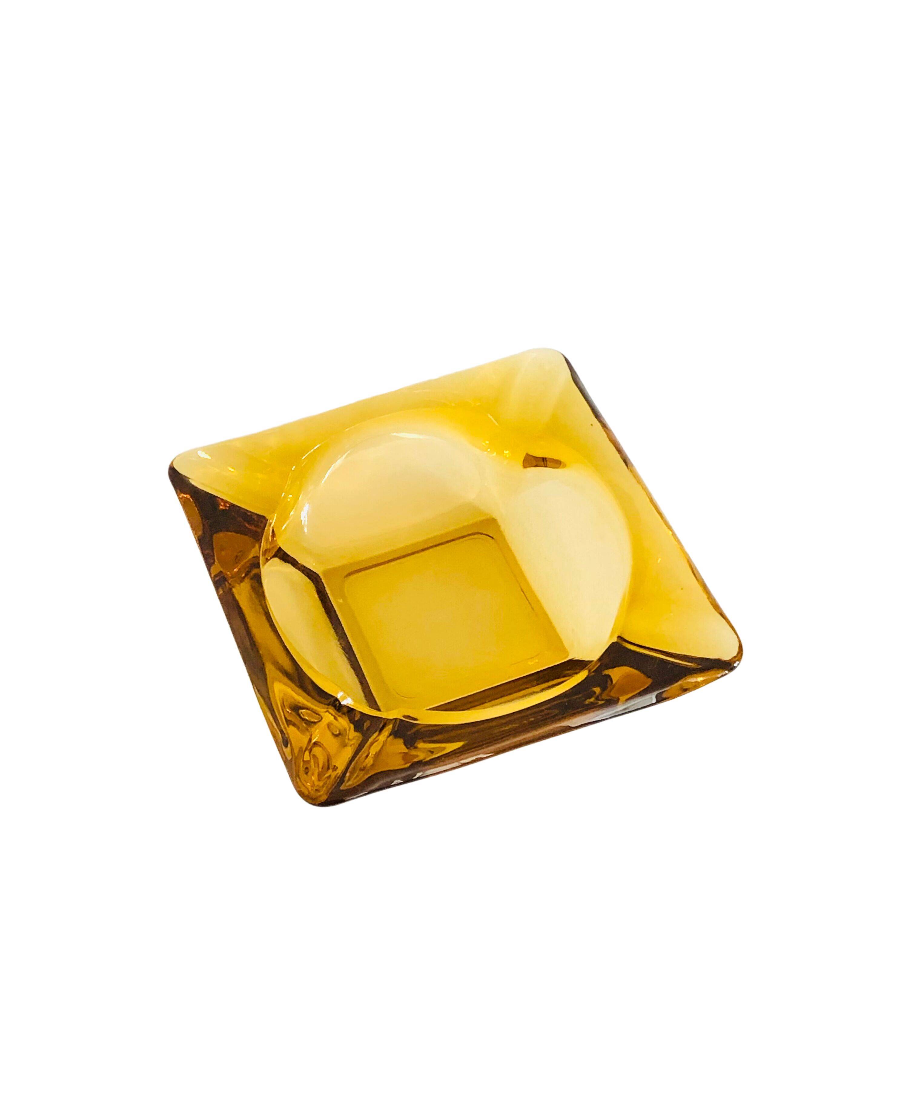 Vintage amber glass ashtray