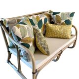 Rattan sofa and cushions