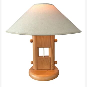 Vintage +LYS table lamp pine 1970s Danish Design