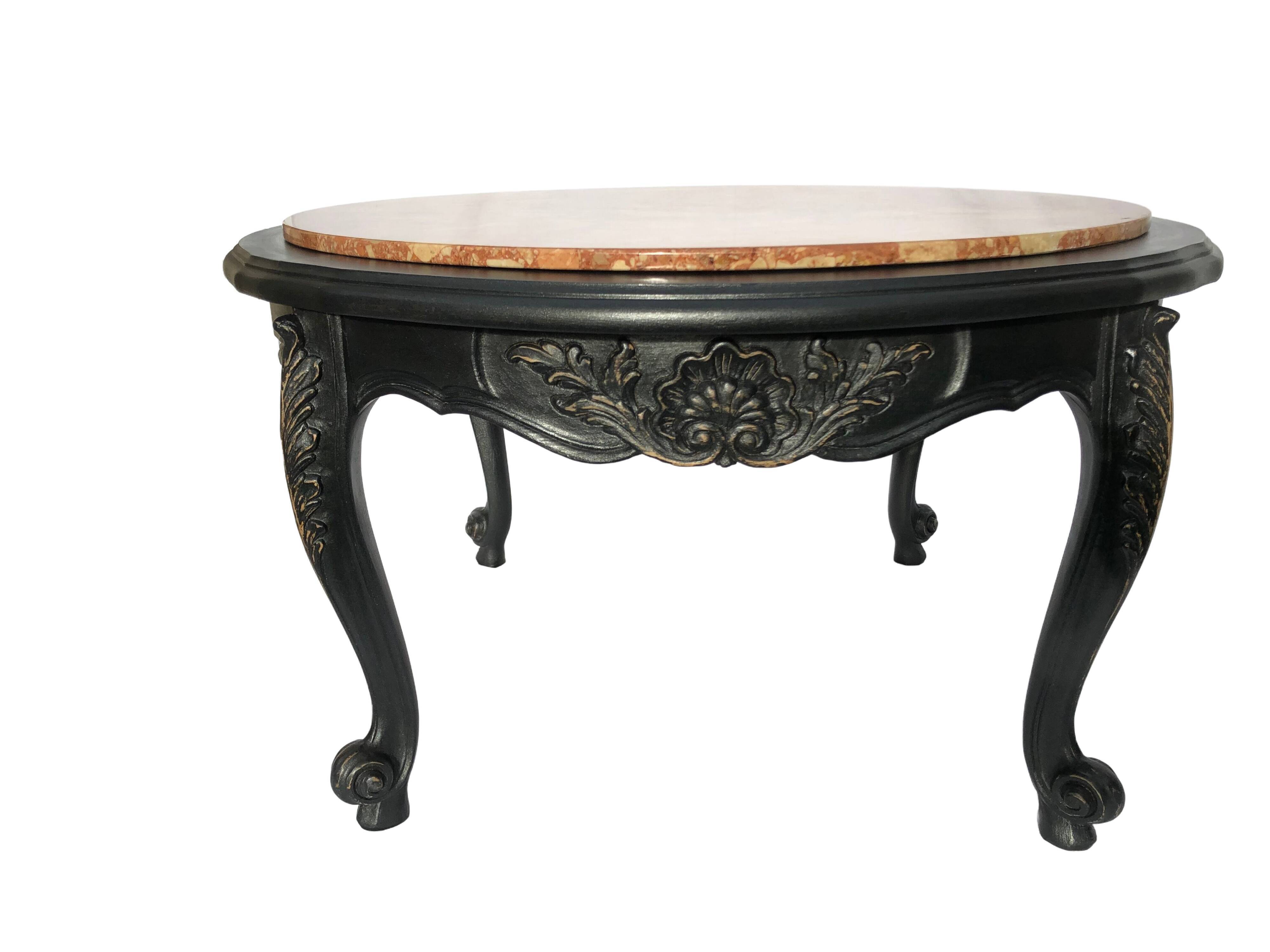 Coffee table with marble top breach